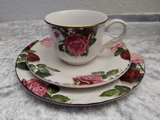 Kaffeegeschirr 6 Tassen Gedecke  mit Rosenmotiv  für romantisch gedeckte Tische