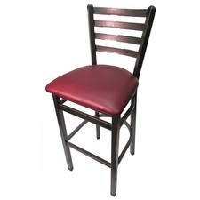 Oak Street Mfg Ladderback Barstool w/Wine Vinyl Seat & Silvervein