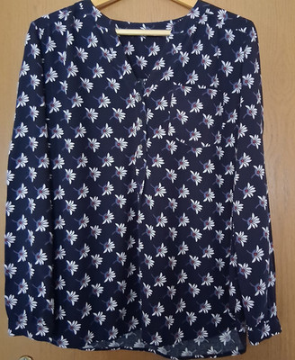 Zero Damenbluse Gr.40, dunkelblau mit Blumen, 1x getragen