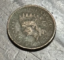 🗽1870 Indian Head Cent 1c — 155 Year Old Wild West Coin / Partial Liberty🗽