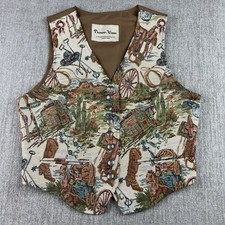 Pioneer Wear Vest Women Small Brown Tapestry Southwestern Western Boho Vintage