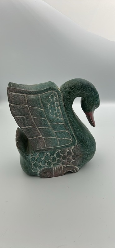 Vintage Hand-Carved Swan Figurine 9 1/8 Height