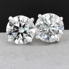 10.00 Ct Certified White Diamond Solitaire Studs In 925 Sterling Silver