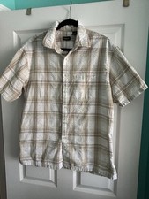 Van Heusen Plaid Cotton Button Down Short Sleeve Shirt Mens Size L 16-16.5