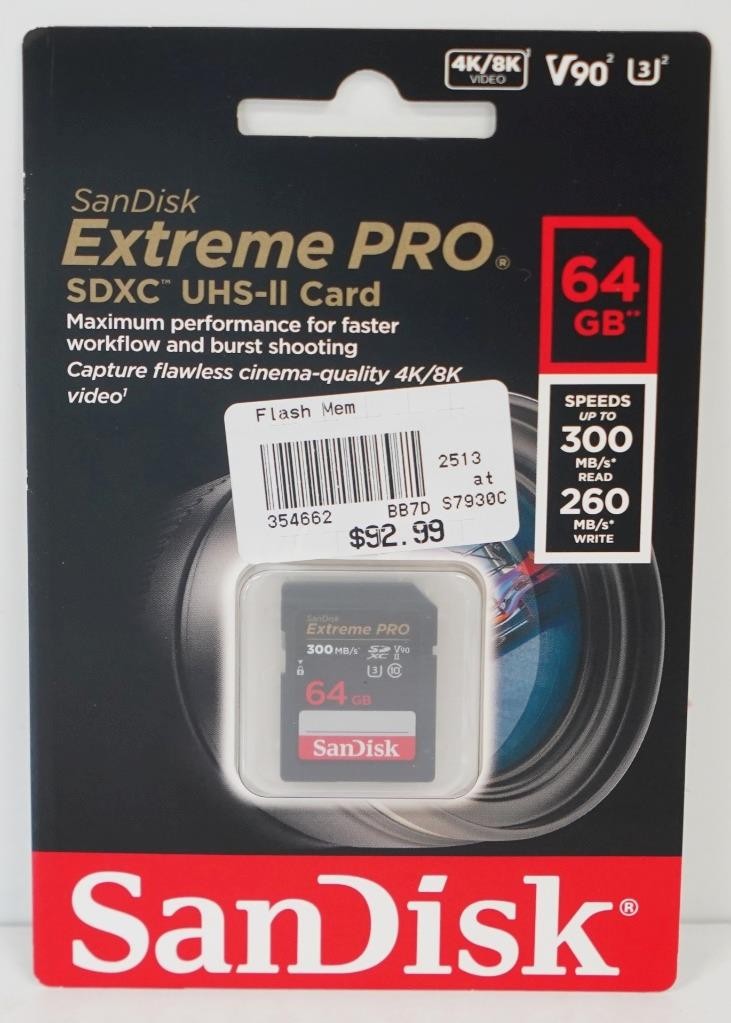 NEW - Sandisk Extreme Pro SDXC UHS-II 64GB Memory Card SDSDX