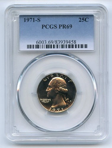 1971-S Washington Quarter Proof — photo from the most recent tracked eBay sale