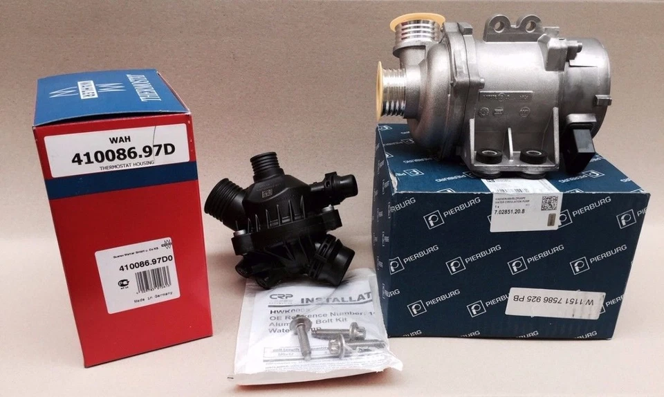 BMW MOTOR ELÉCTRICO BOMBA DE AGUA PIERBURG TERMOSTATO 11517586925 328 128+PERNOS Foto 2 de 2