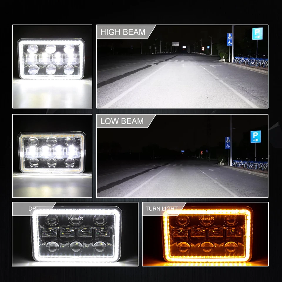 2PCS 4x6" LED Headlights Hi/Lo Beam Headlamps For Kenworth T800 T400 T600A W900 - Image 3 of 4