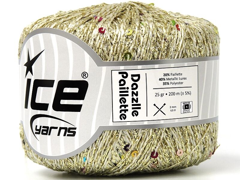 Dazzle Paillette Gold White with Rainbow Mini Sequin 80307 Ice