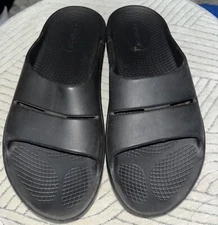 Oofos Ooahh Sport Flex Slide Sandals Womens Size 7 Black Adjustable Recovery EUC