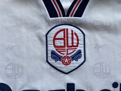 BOLTON WANDERERS 1995 1997 HOME FOOTBAL SHIRT SOCCER JERSEY REEBOK