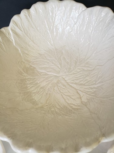 Set of 4 Ceramic White Cabbage Lettuce Leaf Bowl Pearlescent Iridescent. USA. - Picture 4 of 24