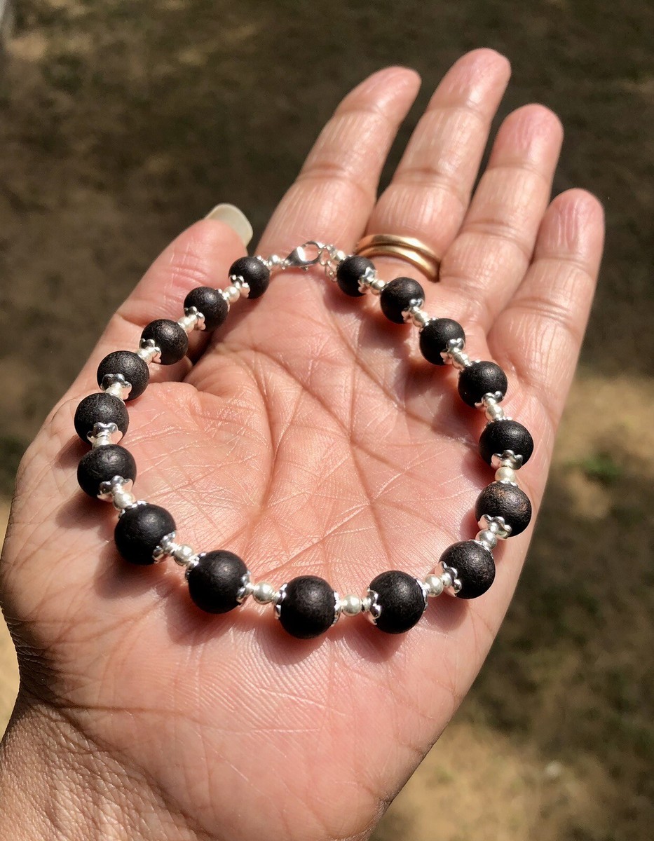 925 Silver Original Ebony mm Beads Natural Karungali Bracelet