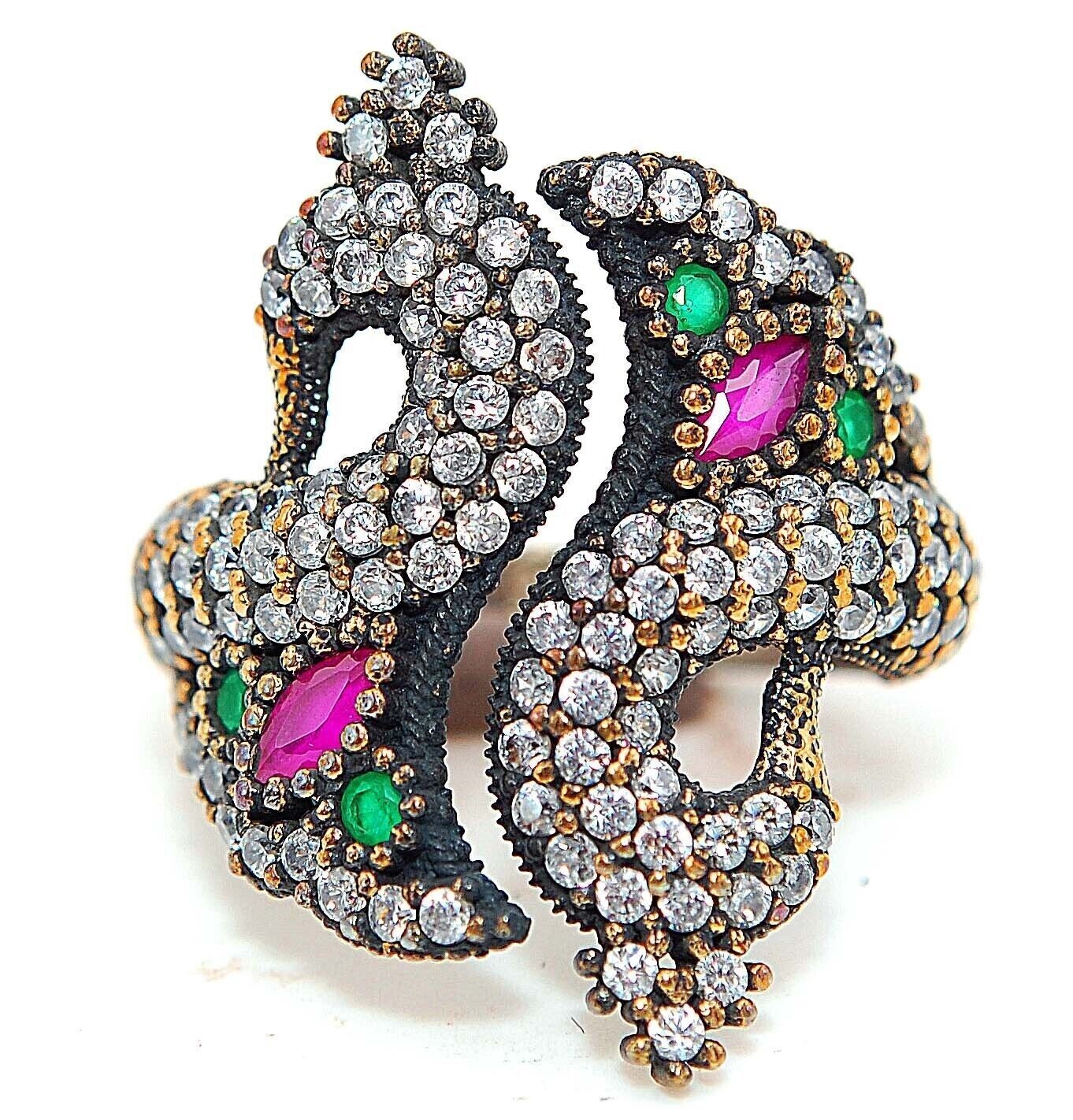 Exquisite Ottoman Empire Inspired 2CT Treated Ruby Sterling Silver Ring Size 8.5 HVB2-8