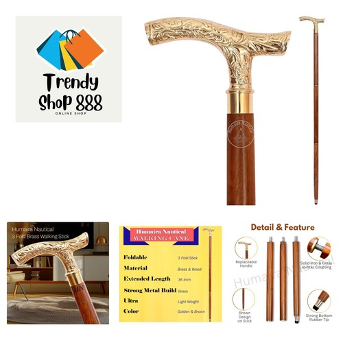 Walking Stick - Men Derby Canes and Wooden for Women 37" Brown Ebony in Golde...