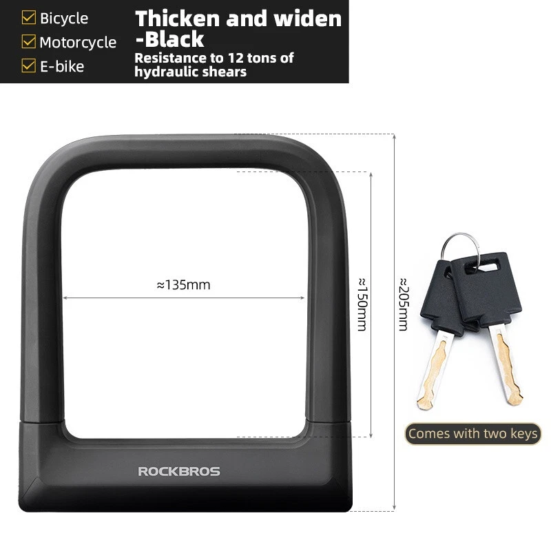 ROCKBROS Bike U Lock Heavy Duty Silicone Steel Anti-theft Anti-Hydraulic Lock - Image 2 of 4