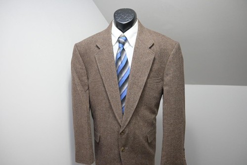 Lands End Tweed Handwoven Wool Blazer Sports Jacket Lined Mens Sz 46 R - Picture 3 of 11