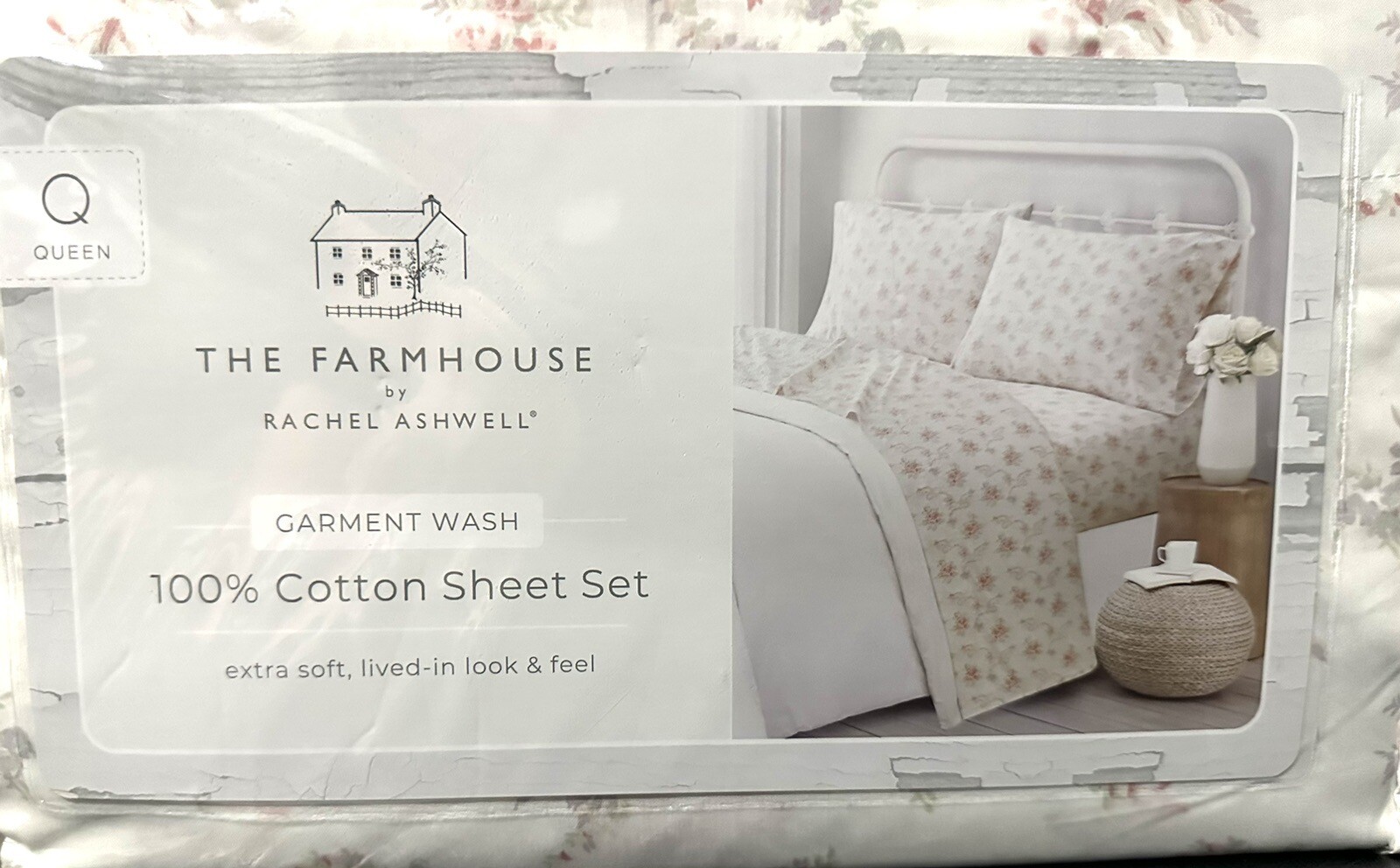 Shabby Chic The Farmhouse by Rachel Ashwell Pink Rose Floral Queen