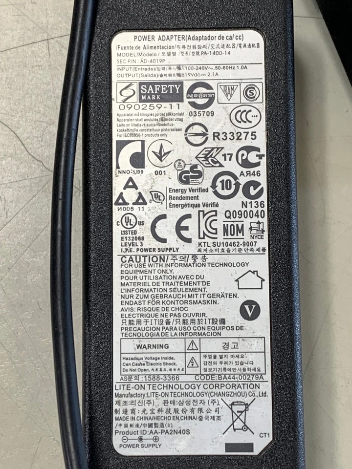 批量 23 件:三星交流适配器 PA-1400-14 19V 2.10A 40W LAPTPO 充电器 AD-4019P — 第 4/4 张图片