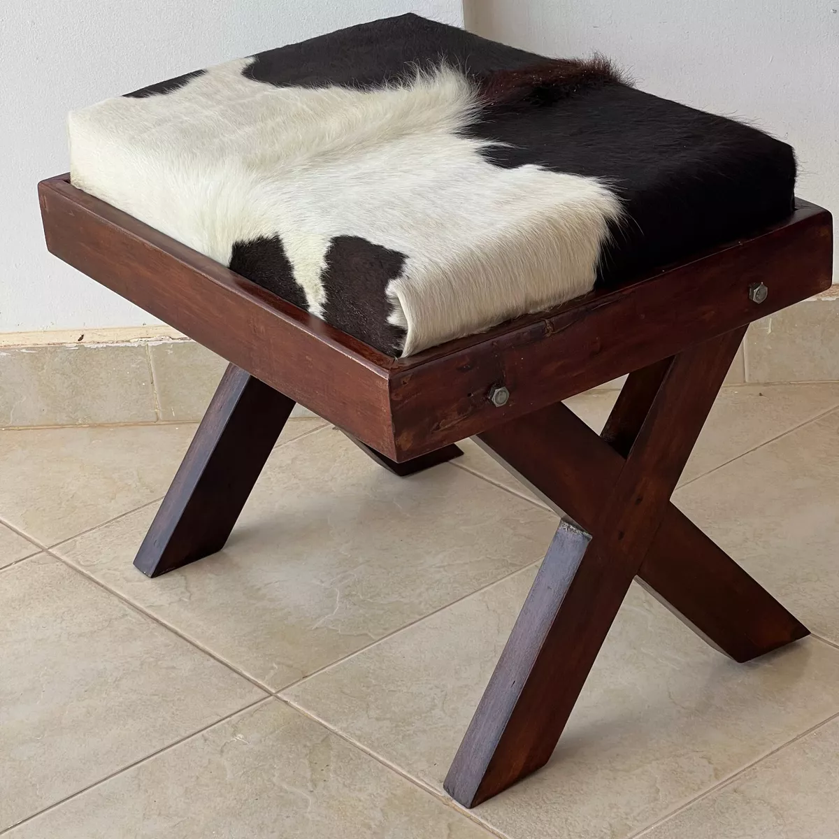 Black and outlet white cow ottoman