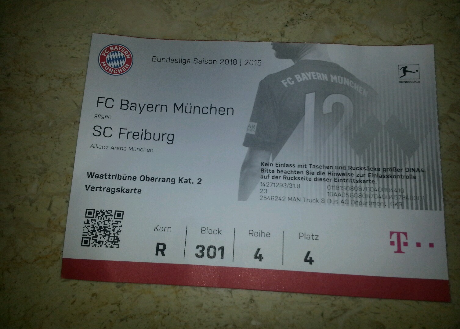 Ticket Souvenir FC Bayern München Vs 1.FC Nürnberg – Bundesliga 2012/13