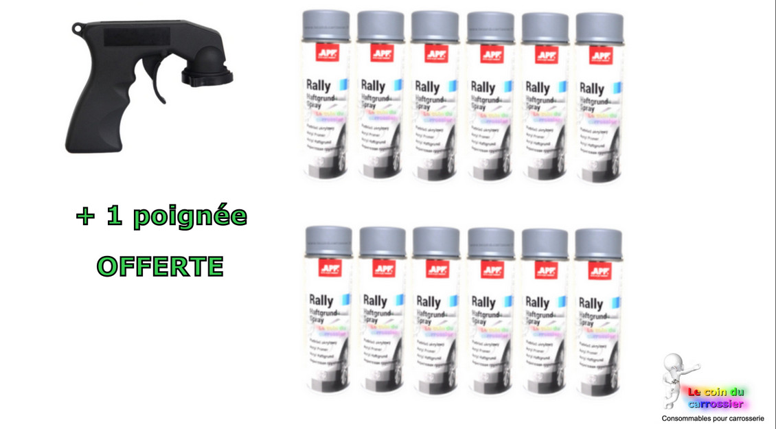 Carton de 12 bombes d appret aerosol garnissant gris clair 500ml avec poigee