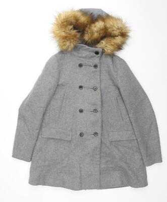 Zara Damen Parka Mantel grau Größe M geknöpft