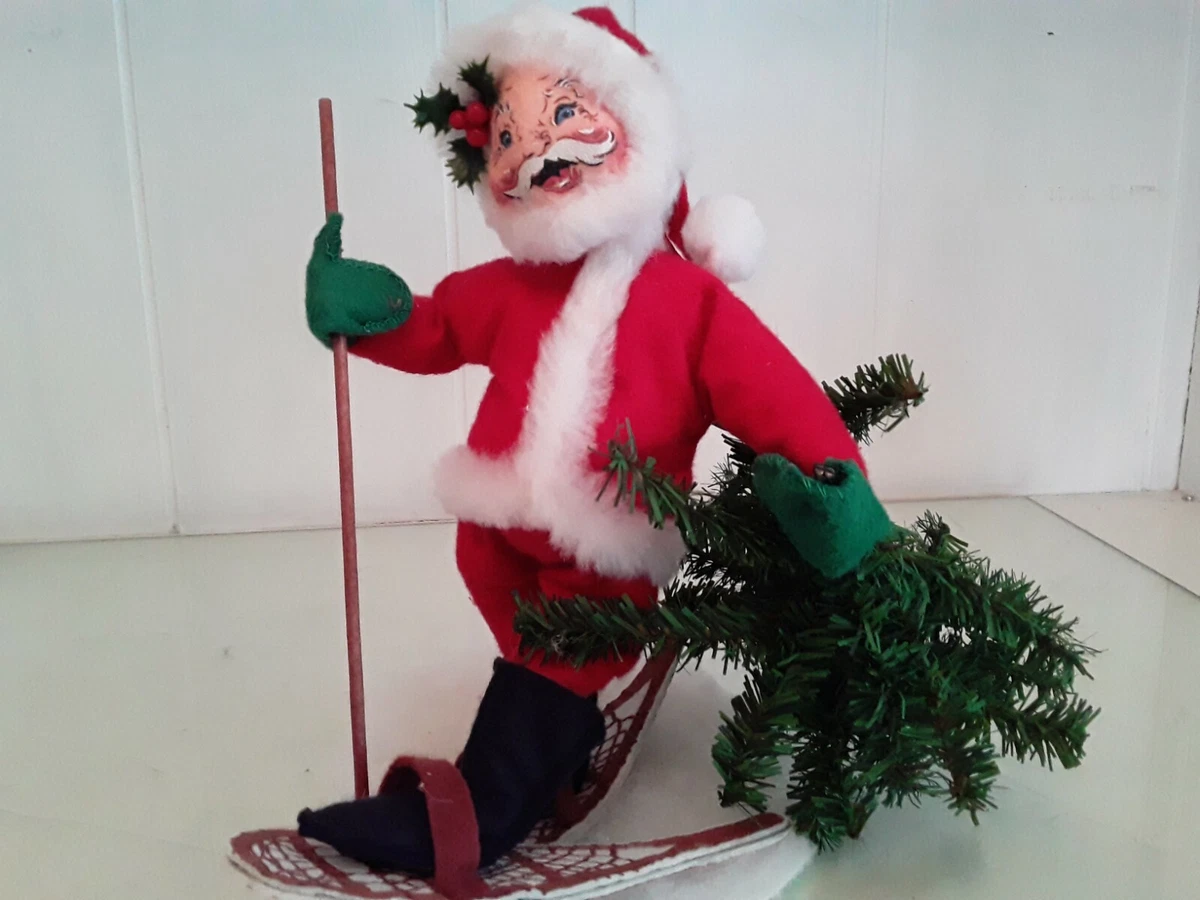 Annalee 1994 Christmas Santa Claus on Snowshoes w Staff Pine Tree Felt Doll  Holl | eBay