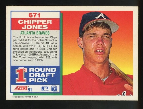 1991 Score #671 Chipper Jones - Picture 2 of 2