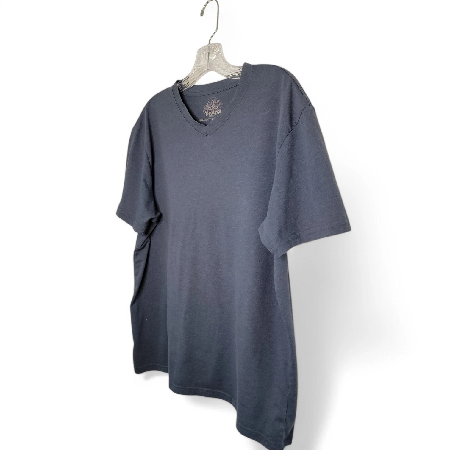 prana v-neck cotton blend short sleeve jersey knit shirt