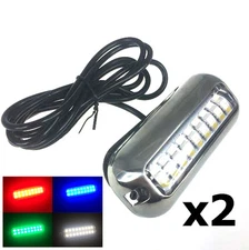 Pactrade Marine 2PCS Boat Pontoon 18 RGBW LED Underwater Light SS 316 Trim Ring