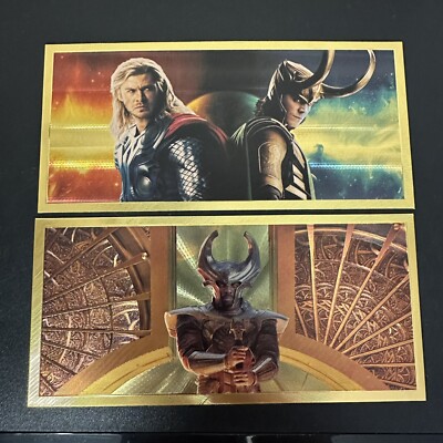 24k Gold Foil Plated Thor Loki Heimdall Marvel Collectible Banknote Ticket