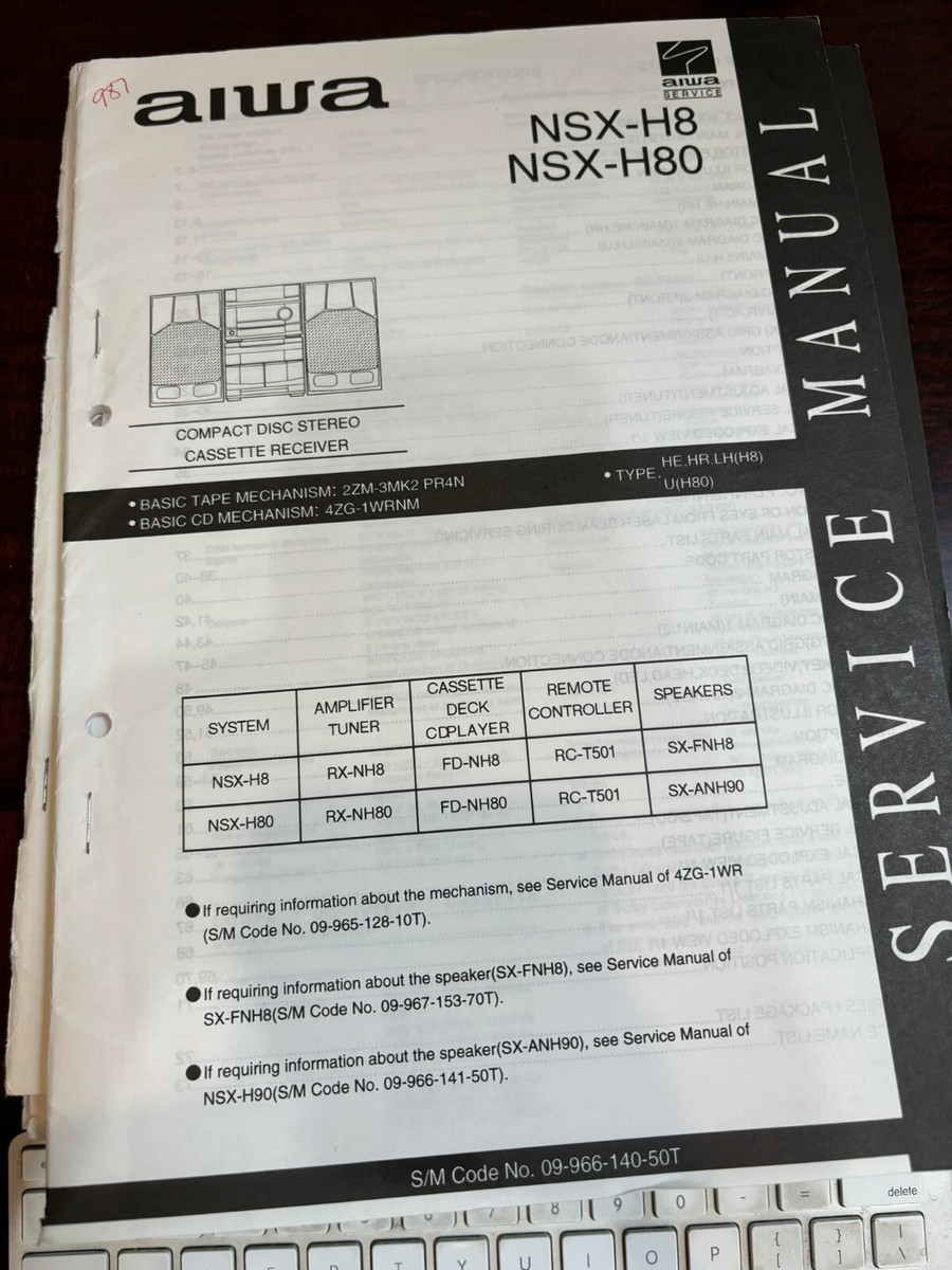 AIWA NSX-H8 NSX-H80 RX-NH8 80 FD-N8 80 987 1780 Service Manual