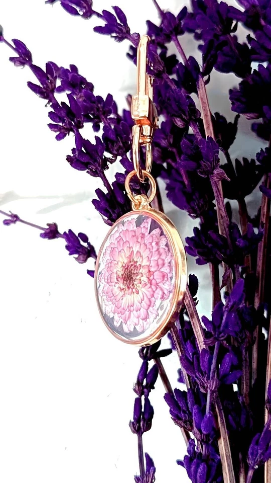 Handmade Floral Charms Resin Flower Keychain  Round & Hexagon Lightweight Acsry - Image 2 of 3