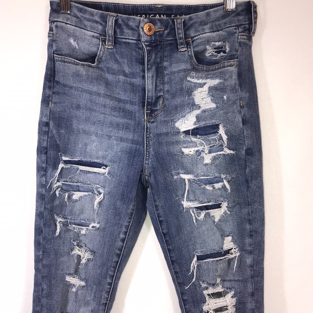 AE American Eagle High Rise Stretch Distressed Cropped Jeans Size