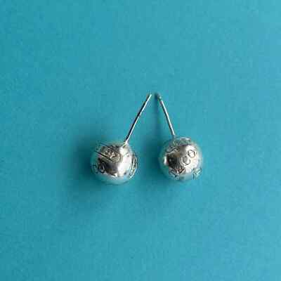 Tiffany 10mm Hardball Sterling Silver Ball Stud 1837 Earrings