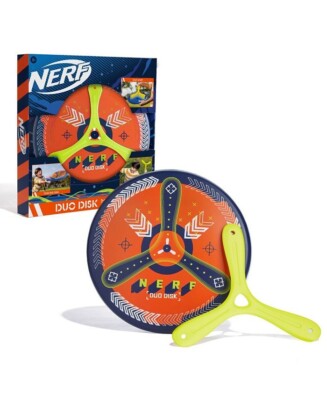 Nerf Boomdisk Two in One Boomerang Frisbee Combo Long Distance Thrower NWB