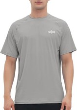 Men's Rash Guard Short Sleeve UPF 50 Quick Dry Sun Protection Fishing T Shirt
