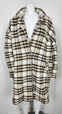 NWT Blank Nyc Womens Teddy Coat Size M Next In Line Button Jacket Plaid Shacket