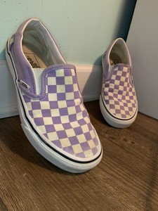 lavender and white checkered vans