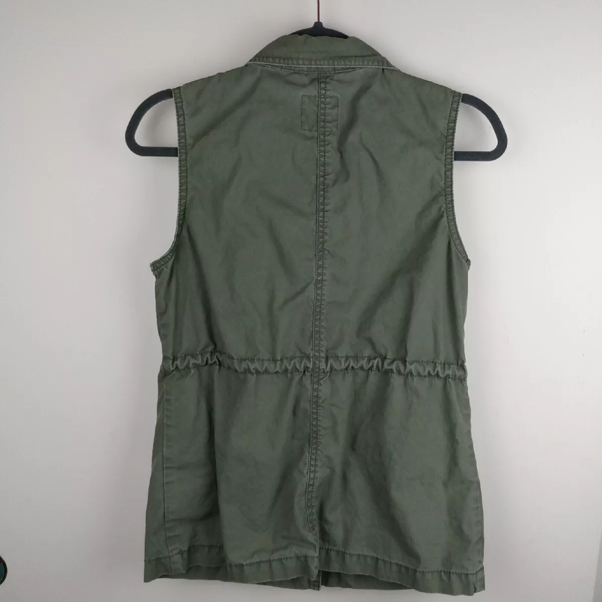 Old Navy Womens Military Style Safari Vest Green Full Zip
