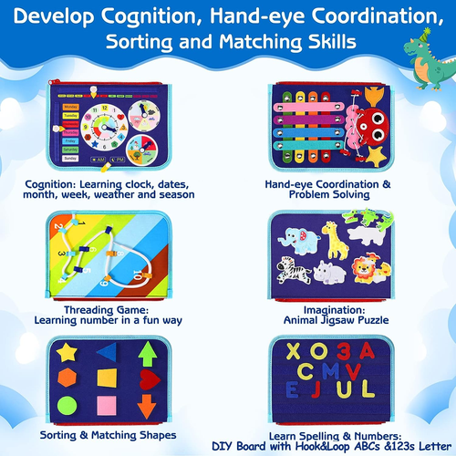 Esjay Toddler Busy Board Montessori Toys, Sensory Board Educational Activities f - Picture 3 of 6