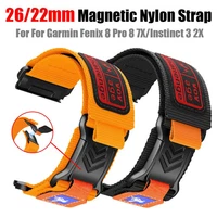 22/26mm Magnetic Nylon Strap for Garmin Fenix 8/7/Instinct 3/Tactix/Forerunner