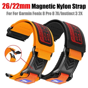 22/26mm Magnetic Nylon Strap for Garmin Fenix 8/7/Instinct 3/Tactix/Forerunner