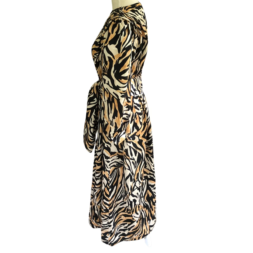 Maxi Vestido Vintage David Brown para Saks Fifth Avenue Hostess Patio Estampado Animal Foto 4 de 4