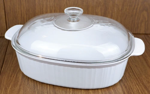 Corning Ware French White 4 Liter Oval Roster F-14-B with Clear Pyrex Lid