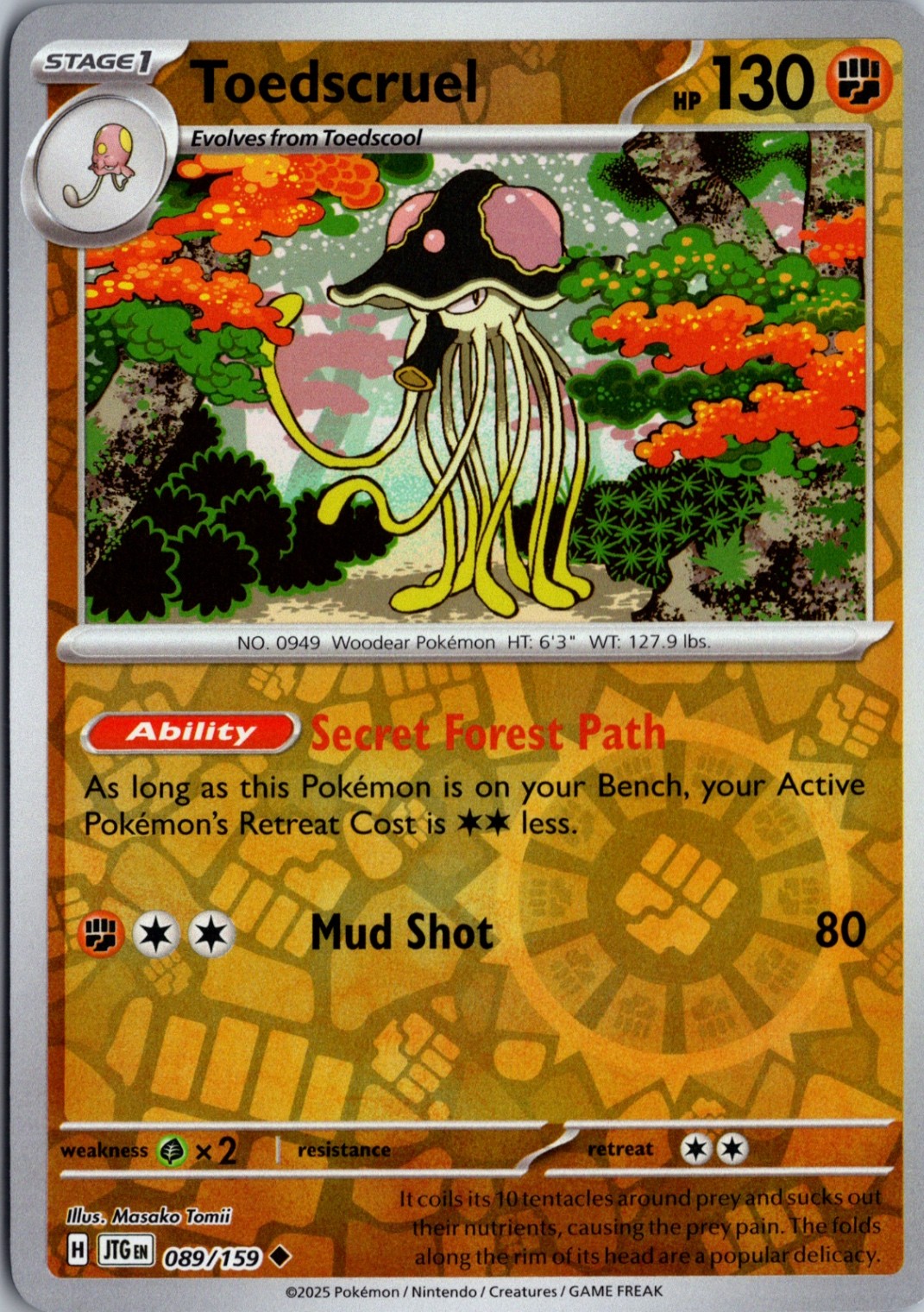 Toedscruel Reverse Holo Uncommon SV09: Journey Together 089/159 NM