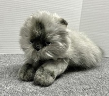 Ty Classic Grey Cat Plush 12" Stuffed Animal Long Hair Fluffy 2006