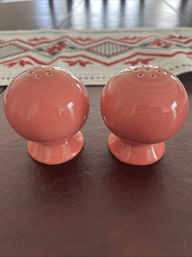 Vintage Retired Fiesta Flamingo Pink Ball Salt & Pepper Shakers