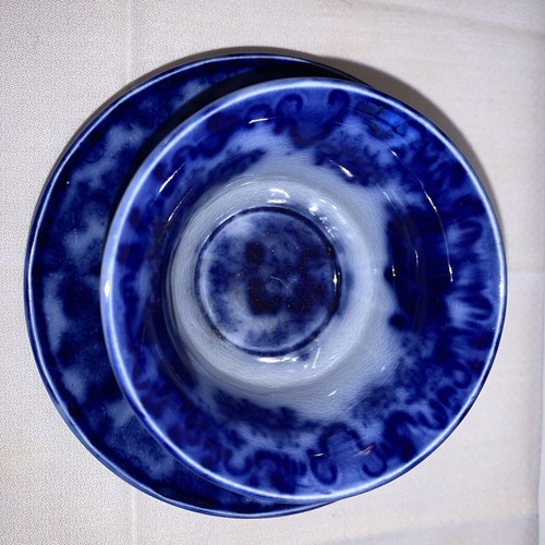 Scinde~ Flow Blue J & G Alcock Handleless Cup & Saucer~ Set Of 2~Antique - Picture 3 of 21